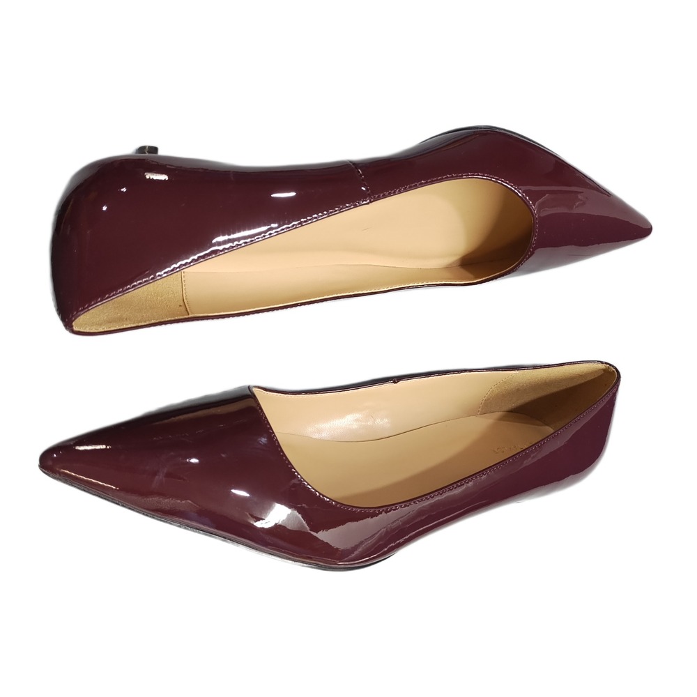 Ann Taylor Pump Heels Womens Size 9M Burgundy Leather Pointed Toe Slip On EUC